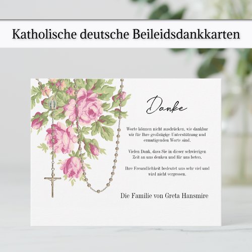 Katholische Rosen Rosenkranz Beileids_ und Anteiln Thank You Card