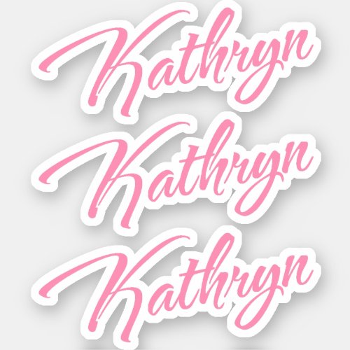 Kathryn Decorative Name in Pink x3 Sticker