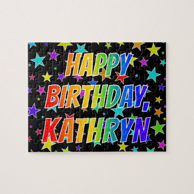 "KATHRYN" First Name, Fun "HAPPY BIRTHDAY" Jigsaw Puzzle (Horizontal)