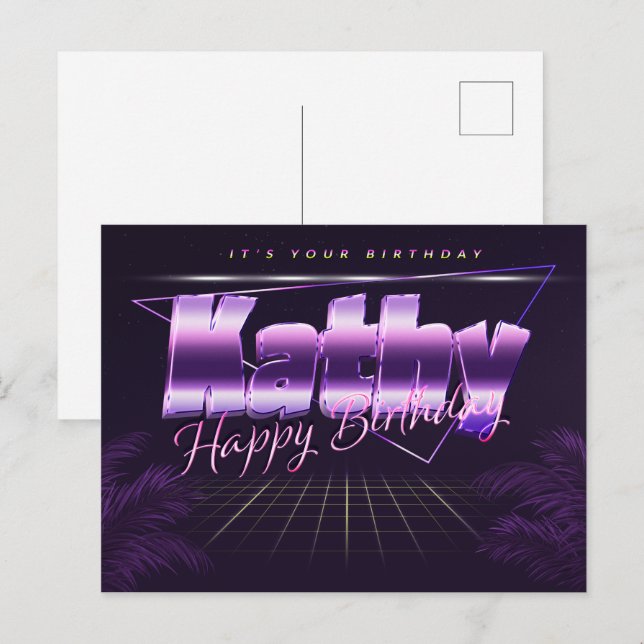 Kathy Name first name purple postcard birthday (Front/Back)
