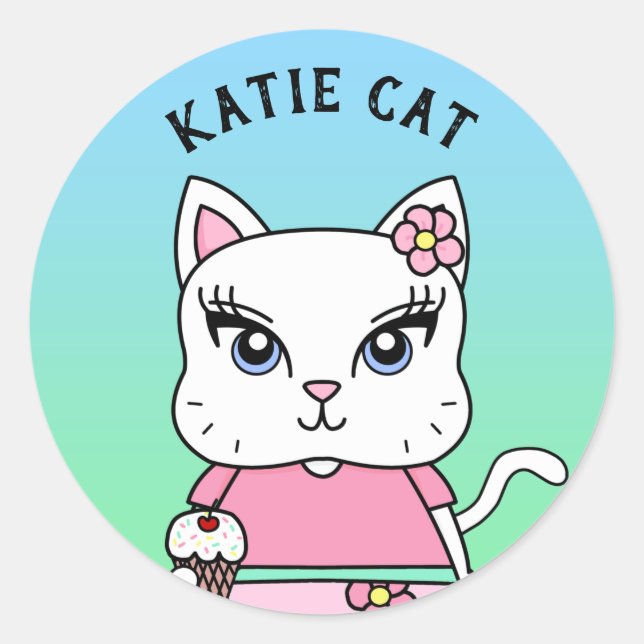 Katie Cat Personalized Stickers (Front)