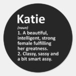 Katie Definition Personalized Name Funny Christmas Classic Round Sticker