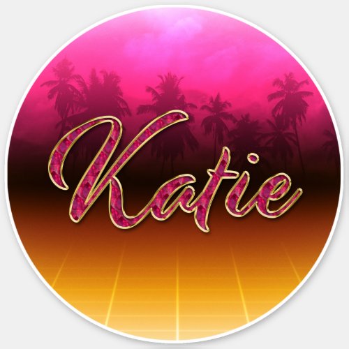 Katie First Name Golden pink Sticker