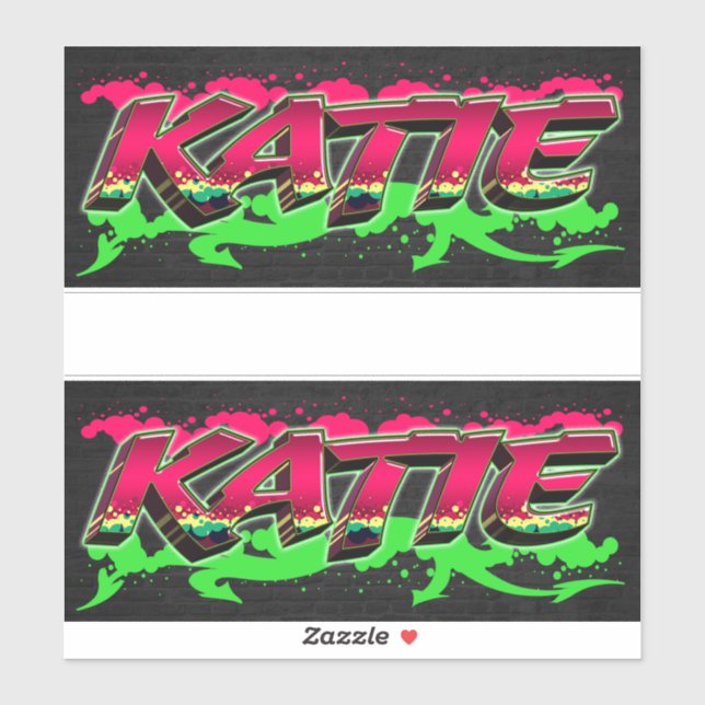 Katie First Name Graffiti Sticker (Sheet)
