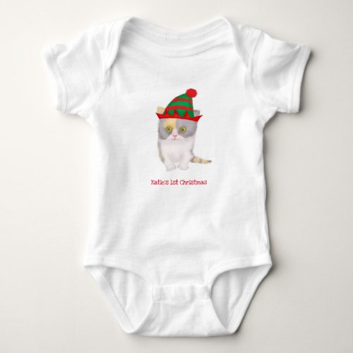 Katie kitten babys 1st Xmas personalized bodysuit