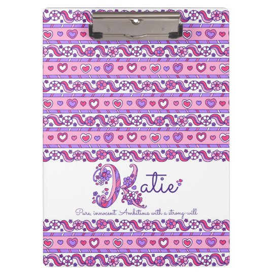 katie-name-meaning-hearts-letter-k-clipboard-zazzle