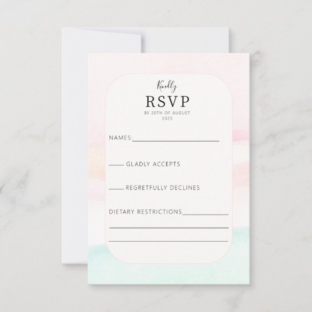 Katie - Pastel Watercolour Wedding RSVP Card (Front)