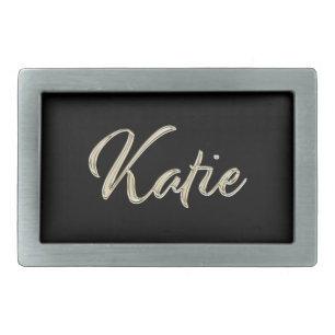 Katie white hand writing belt buckle