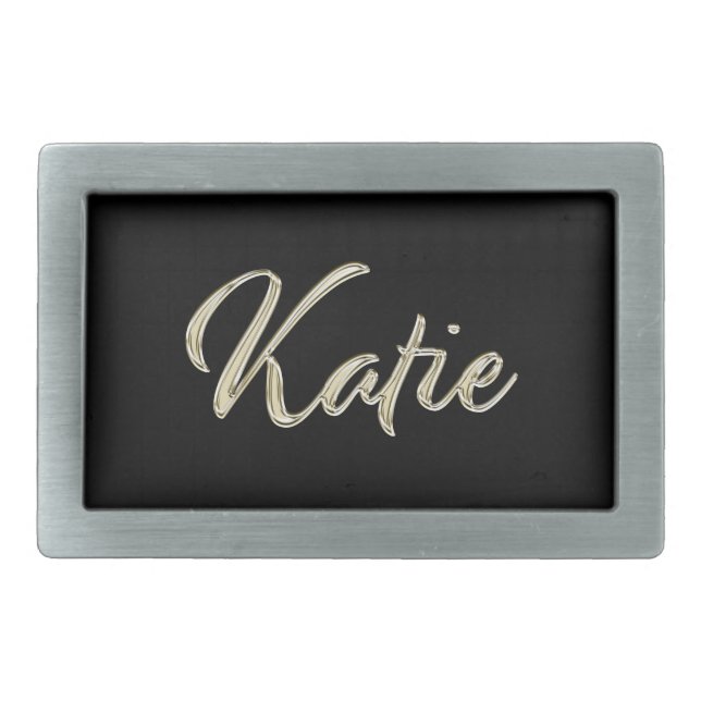 Katie white hand writing belt buckle (Front)