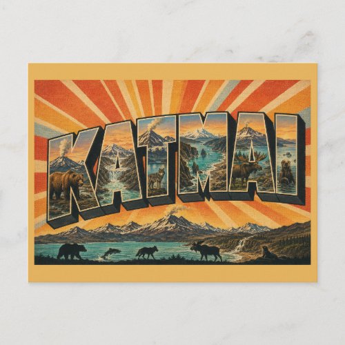 Katmai Alaska Volcanic Wilderness Bear Art Postcard
