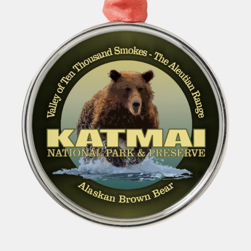 Katmai Brown Bear WT Metal Ornament