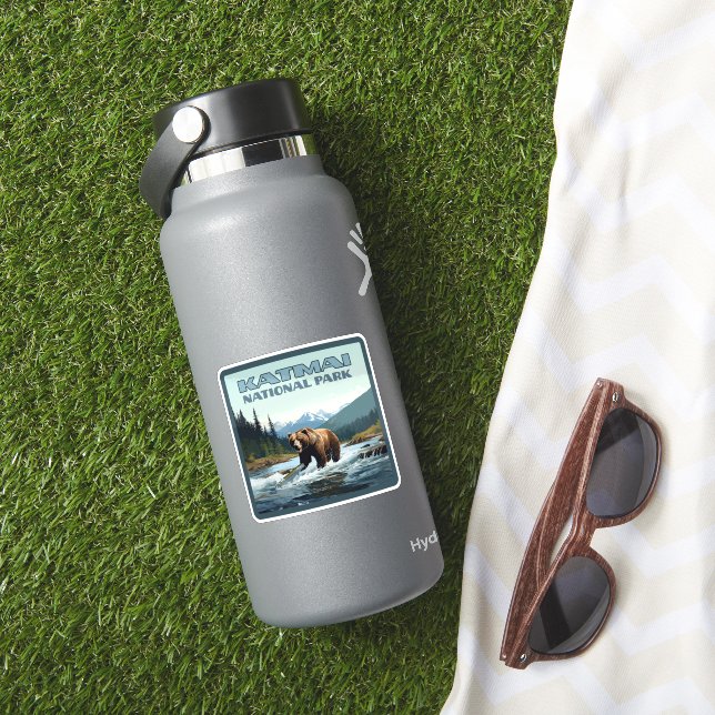 Katmai National Park Alaska Bear Brooks River Sticker (HydroFlask Insitu)