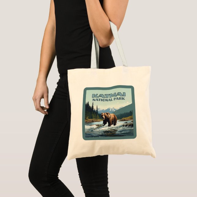 Katmai National Park Alaska Bear Brooks River Tote Bag (Front (Product))