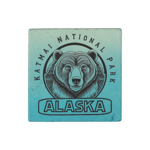 Katmai National Park Alaska Bear  Stone Magnet