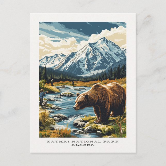 Katmai National Park Alaska Travel Postcard (Front)