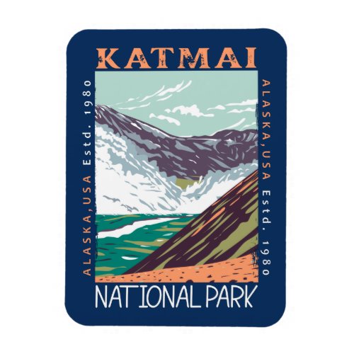Katmai National Park Alaska Vintage Distressed  Magnet