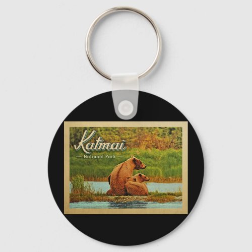 Katmai National Park Bears Vintage Keychain