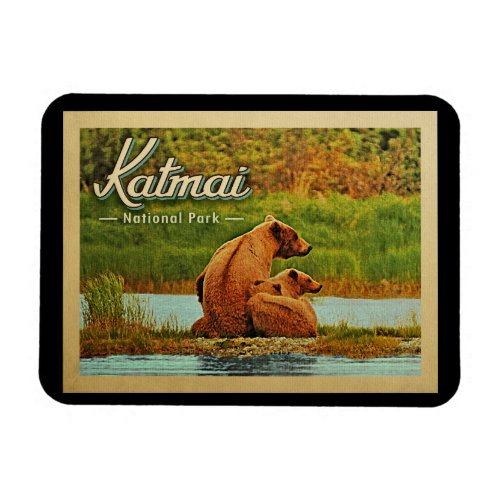 Katmai National Park Bears Vintage Magnet