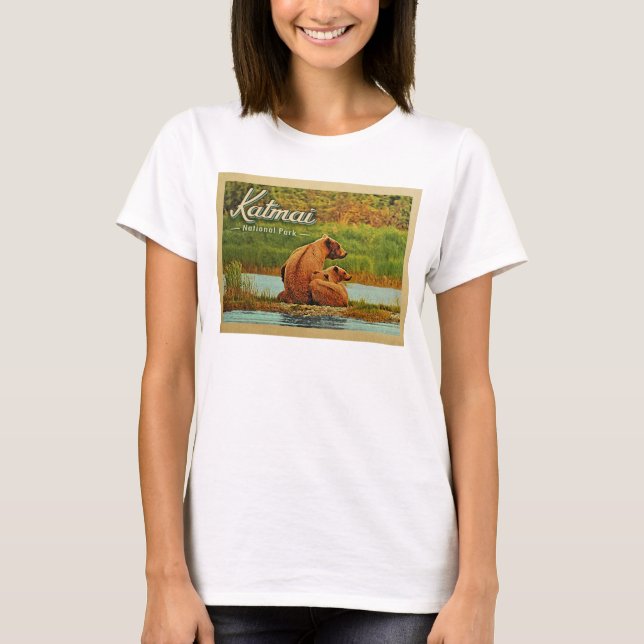 Katmai National Park Bears Vintage T-Shirt (Front)