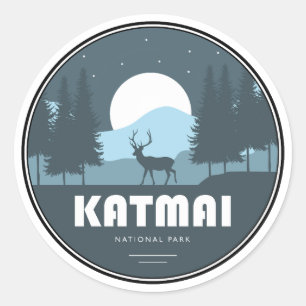 Katmai National Park Deer Classic Round Sticker
