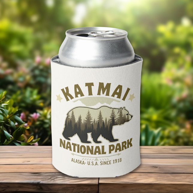 Katmai National Park, Established 1918, Alaska Can Cooler (Creator Uploaded)