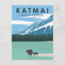 Katmai National Park Grizzly Bears Vintage Postcard