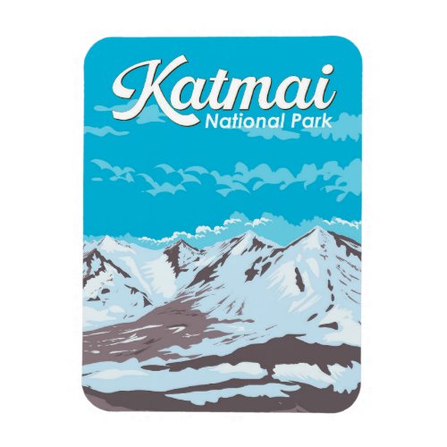 Katmai National Park Illustration Travel Art Retro Magnet