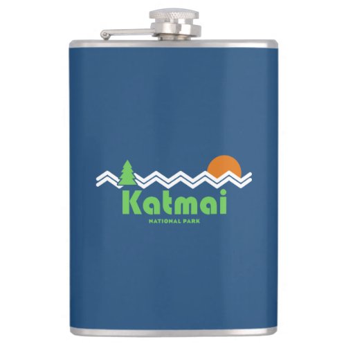 Katmai National Park Retro Flask