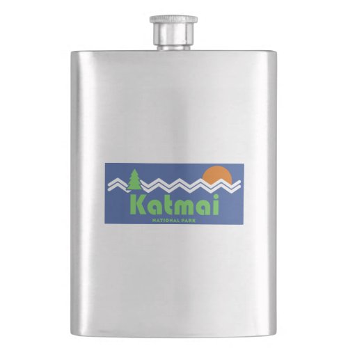 Katmai National Park Retro Flask