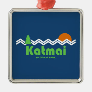 Katmai National Park Retro Metal Ornament