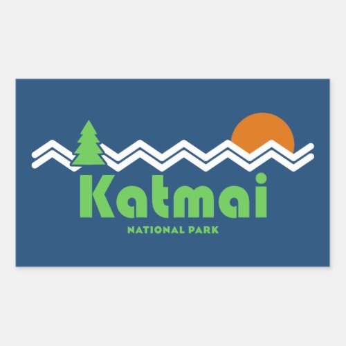 Katmai National Park Retro Rectangular Sticker