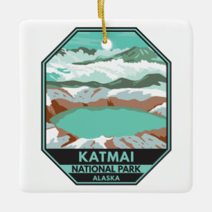 Katmai National Park Summit Crater Lake Alaska  Ceramic Ornament