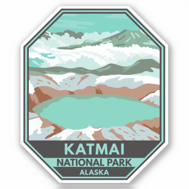 Katmai National Park Summit Crater Lake Alaska Sticker (Front)