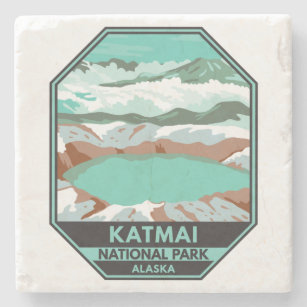 Katmai National Park Summit Crater Lake Alaska  Stone Coaster