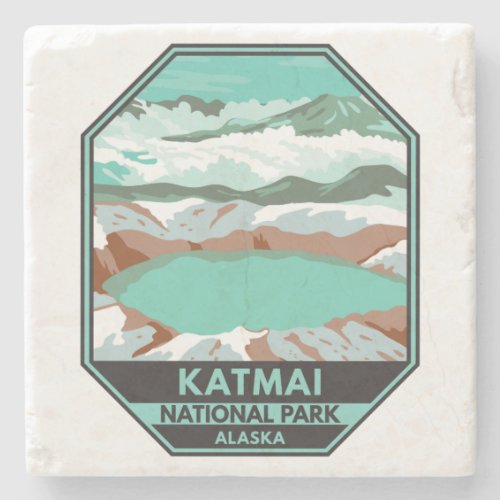 Katmai National Park Summit Crater Lake Alaska  Stone Coaster