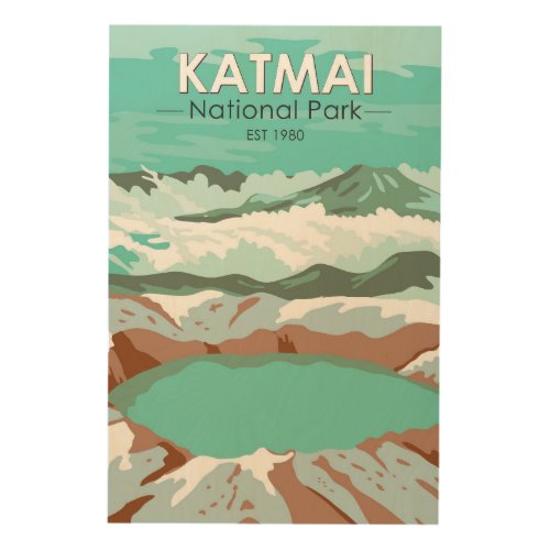 Katmai National Park Summit Crater Lake Alaska  Wood Wall Art