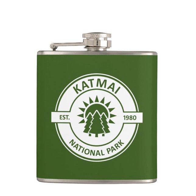 Katmai National Park Sun Trees Flask (Front)