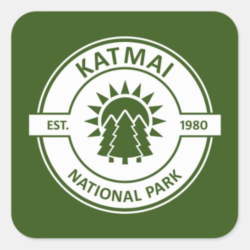 Katmai National Park Sun Trees Square Sticker