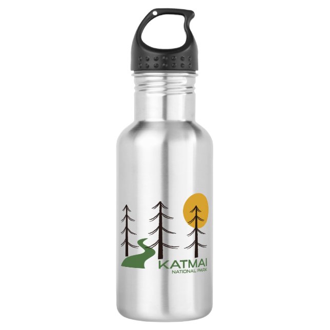 Katmai National Park Trail Stainless Steel Water Bottle (Front)
