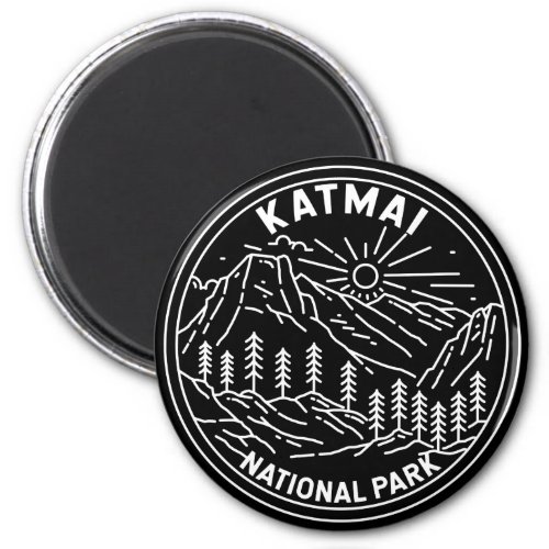 Katmai National Park Vintage Monoline Magnet