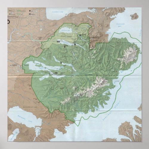 Katmai National Preserve Map Poster