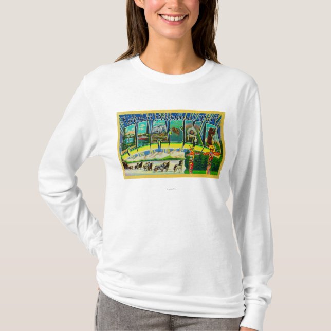 Katmai Nat'l Park, Alaska - Large Letter Scenes T-Shirt (Front)