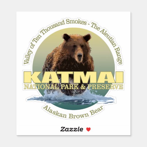 Katmai NP Brown Bear WT Sticker