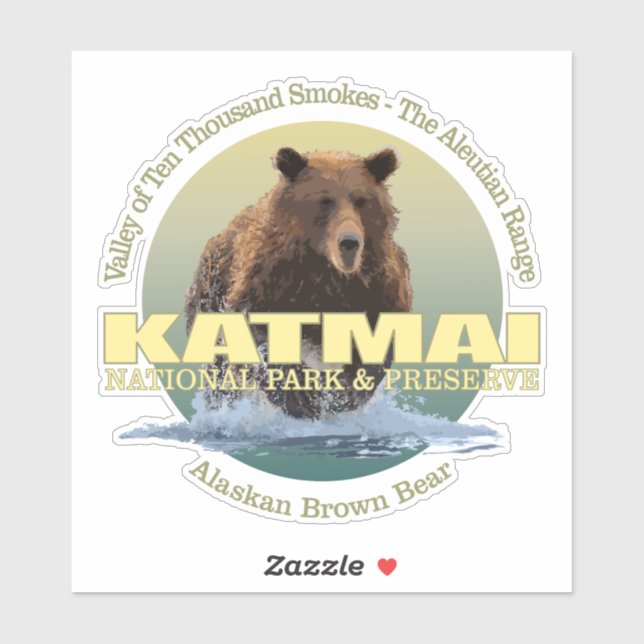 Katmai NP (Brown Bear) WT Sticker (Sheet)