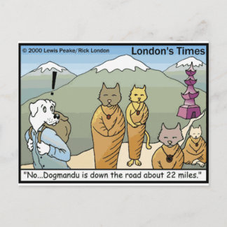 Katmandu Dogmandu Dog Vs Cat Funny Gifts & Tees Postcard