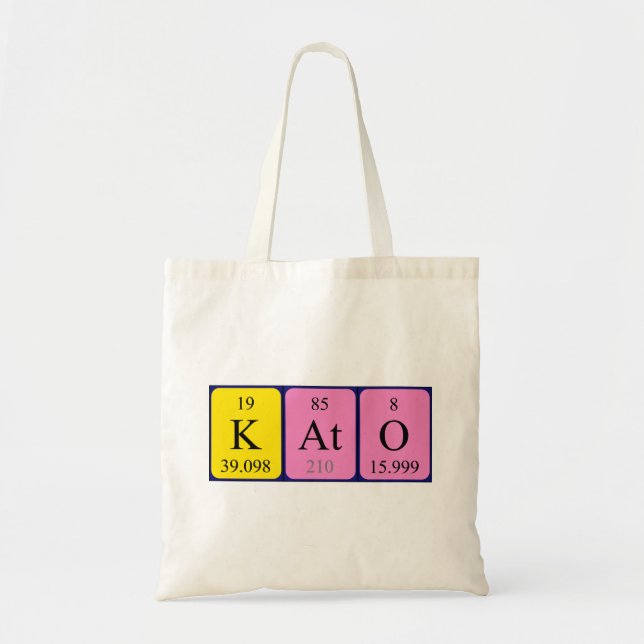 Kato periodic table name tote bag (Front)