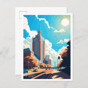 Katowice Poland Art Vintage Travel Illustration Postcard