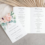 Katrina Boho Catholic Wedding Mass Program<br><div class="desc">This Catholic wedding program booklet contains sample text for a Catholic wedding ceremony with a full mass. It features a gorgeous, oversized Boho bouquet of blush pink watercolor flowers and eucalyptus leaves painted in exquisite detail along with a simple, modern, Christian cross. Your ceremony information is written in a classic...</div>
