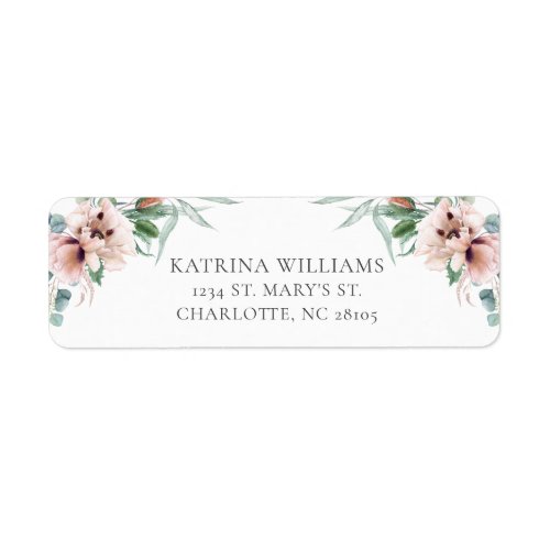 Katrina Boho Chic Pink Floral Wedding Label