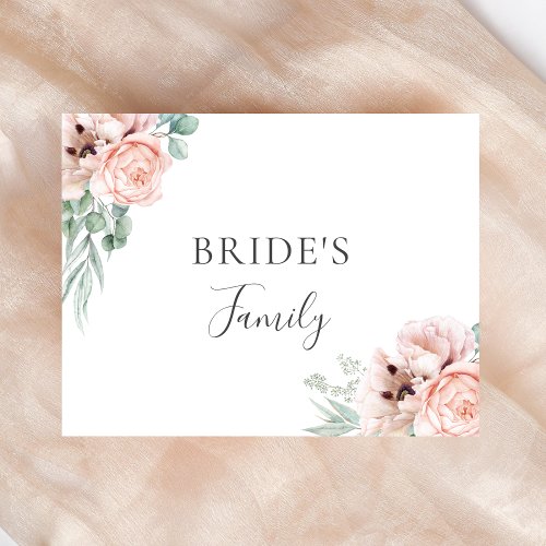 Katrina Pink Floral Brides Family Wedding Sign